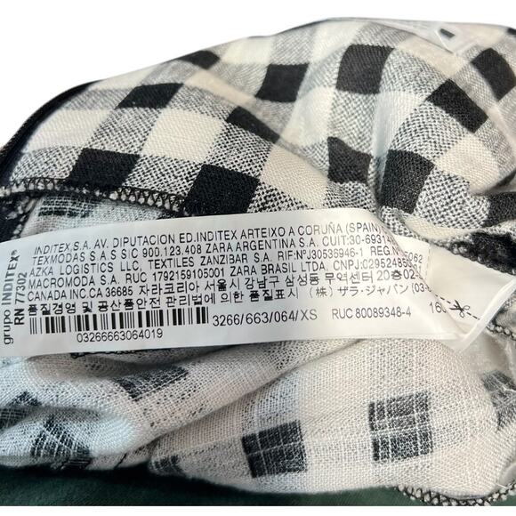 Zara Jumpsuit Cut Out Halter Gingham Check Plaid Linen Blend Black White Size XS - Picture 14 of 14